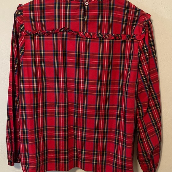 J. Crew Vibrant Plaid Ruffle Top Size L NWT - Picture 9 of 9